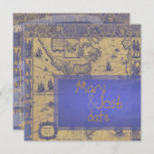 PixDezinesヴィンテージワ航海のールドマップ 招待状 (正面/裏面)