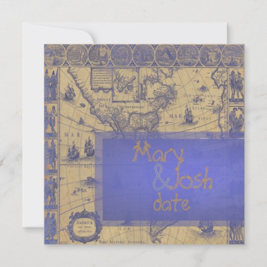 PixDezinesヴィンテージワ航海のールドマップ 招待状 (正面)