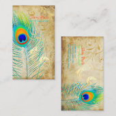 PixDezinesヴィンテージ孔雀+フィリグリー渦巻き 名刺 (正面/裏面)