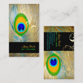 PixDezinesヴィンテージ孔雀+フィリグリー渦巻き 名刺 (正面/裏面)