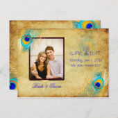 PixDezinesヴィンテージ孔雀/DIYイベント 案内ポストカード (正面/裏面)