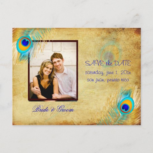 PixDezinesヴィンテージ孔雀/DIYイベント 案内ポストカード (正面)