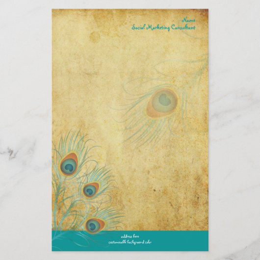 PixDezinesヴィンテージ孔雀、SEO/DIYカラー 便箋 (正面)
