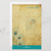 PixDezinesヴィンテージ孔雀、SEO/DIYカラー 便箋 (正面/裏面)