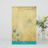 PixDezinesヴィンテージ孔雀、SEO/DIYカラー 便箋 (スタンド正面)