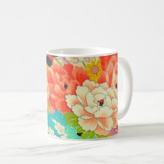 PixDezinesヴィンテージ尻面着物 コーヒーマグカップ (正面右)