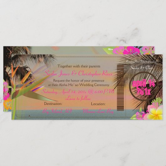 PixDezinesヴィンテージ搭乗券/パラダイスの鳥 招待状 (正面/裏面)