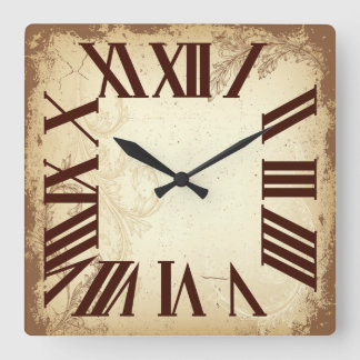 PixDezinesヴィンテージ旧英語時計 スクエア壁時計