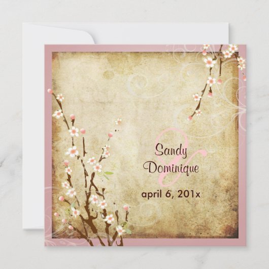 PixDezinesヴィンテージ桜、DIYカラー! 招待状 (正面)