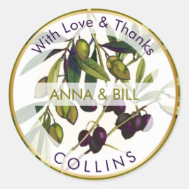 PixDezinesヴィンテージ植物学オリーブ/DIYありがとう ラウンドシール