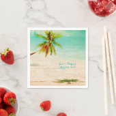 PixDezinesヴィンテージ熱帯ビーチ スタンダードカクテルナプキン (インサイチュ)