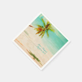 PixDezinesヴィンテージ熱帯ビーチ スタンダードカクテルナプキン (角)
