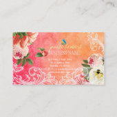 PixDezinesヴィンテージ牡丹/水色 名刺 (裏面)