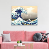 PixDezinesヴィンテージ素晴らし、Wave、北斎葛飾北斎の神奈川沖浪 キャンバスプリント (インサイチュ (リビング))