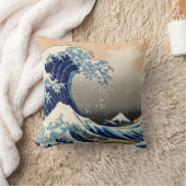 PixDezinesヴィンテージ素晴らし、Wave、北斎葛飾北斎の神奈川沖浪 クッション (ブランケット)