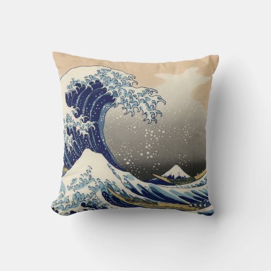 PixDezinesヴィンテージ素晴らし、Wave、北斎葛飾北斎の神奈川沖浪 クッション (正面)