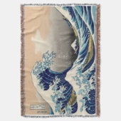 PixDezinesヴィンテージ素晴らし、Wave、北斎葛飾北斎の神奈川沖浪 スローブランケット (正面縦)
