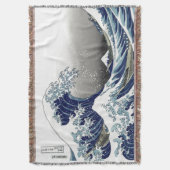 PixDezinesヴィンテージ素晴らし、Wave、北斎葛飾北斎の神奈川沖浪 スローブランケット (正面縦)