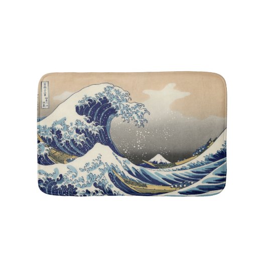 PixDezinesヴィンテージ素晴らし、Wave、北斎葛飾北斎の神奈川沖浪 バスマット (正面)