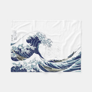 PixDezinesヴィンテージ素晴らし、Wave、北斎葛飾北斎の神奈川沖浪 フリースブランケット