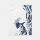 PixDezinesヴィンテージ素晴らし、Wave、北斎葛飾北斎の神奈川沖浪 フリースブランケット (正面)