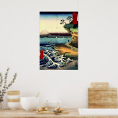 PixDezinesヴィンテージ素晴らし、Wave、北斎葛飾北斎の神奈川沖浪 ポスター (キッチン)