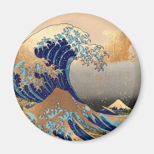 PixDezinesヴィンテージ素晴らし、Wave、北斎葛飾北斎の神奈川沖浪 マグネット (正面)