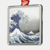 PixDezinesヴィンテージ素晴らし、Wave、北斎葛飾北斎の神奈川沖浪 メタルオーナメント (左)