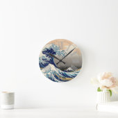 PixDezinesヴィンテージ素晴らし、Wave、北斎葛飾北斎の神奈川沖浪 ラウンド壁時計 (ホーム)