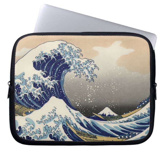 PixDezinesヴィンテージ素晴らし、Wave、北斎葛飾北斎の神奈川沖浪 ラップトップスリーブ (正面)