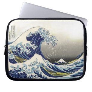 PixDezinesヴィンテージ素晴らし、Wave、北斎葛飾北斎の神奈川沖浪 ラップトップスリーブ