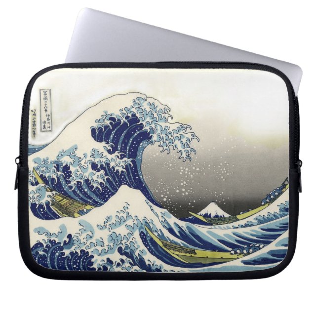 PixDezinesヴィンテージ素晴らし、Wave、北斎葛飾北斎の神奈川沖浪 ラップトップスリーブ (正面)