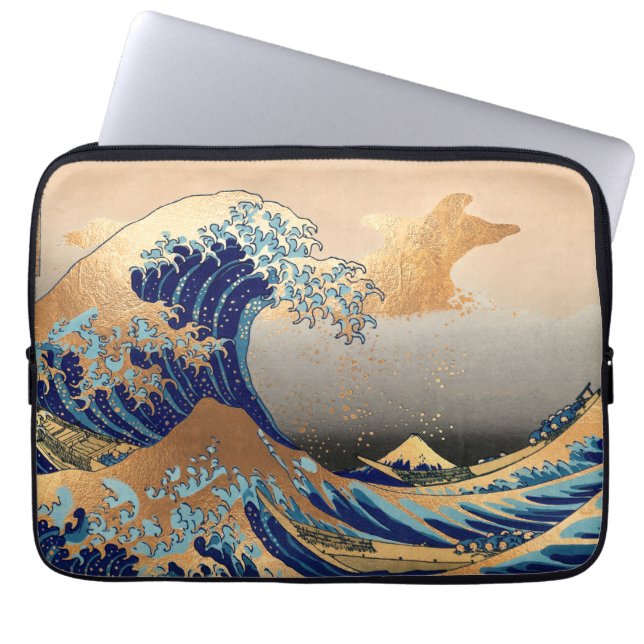 PixDezinesヴィンテージ素晴らし、Wave、北斎葛飾北斎の神奈川沖浪 ラップトップスリーブ (正面)