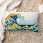 PixDezinesヴィンテージ素晴らし、Wave、北斎葛飾北斎の神奈川沖浪 ランバークッション (ブランケット)