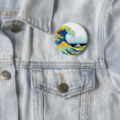 PixDezinesヴィンテージ素晴らし、Wave、北斎葛飾北斎の神奈川沖浪 缶バッジ (インサイチュ)