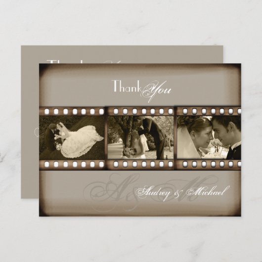 PixDezinesヴィンテージ結婚式の写真ありがとう ポストカード (正面/裏面)