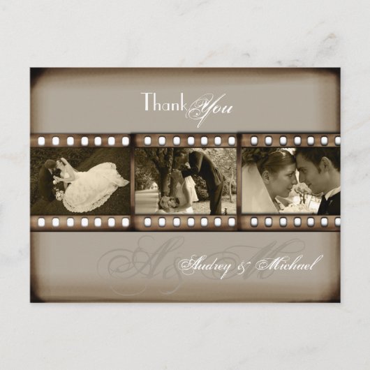 PixDezinesヴィンテージ結婚式の写真ありがとう ポストカード (正面)