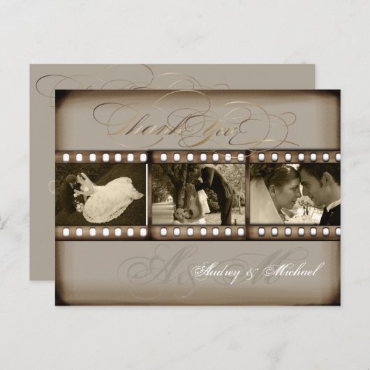 PixDezinesヴィンテージ結婚式の写真ありがとう ポストカード (正面/裏面)