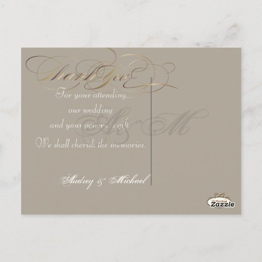 PixDezinesヴィンテージ結婚式の写真ありがとう ポストカード (裏面)