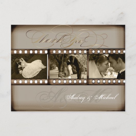 PixDezinesヴィンテージ結婚式の写真ありがとう ポストカード (正面)