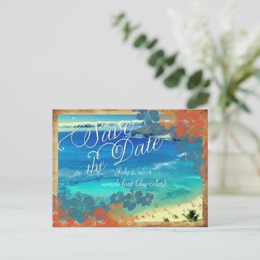 PixDezinesヴィンテージ花馬湾/日付の保存 案内ポストカード (スタンド正面)