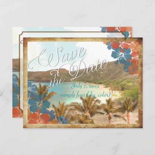 PixDezinesヴィンテージ花馬湾/日付の保存 案内ポストカード (正面/裏面)