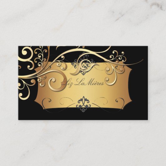 PixDezinesヴィンテージ装飾スワール/DIYカラー 名刺 (正面)