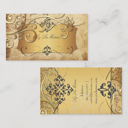 PixDezinesヴィンテージ装飾用スワール/フィリグリー 名刺 (正面/裏面)