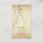 PixDezinesヴィンテージ/ピンクさくらんぼツリートリ♥マ 名刺 (裏面)