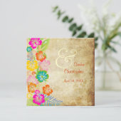 PixDezinesヴィンテージ/レイ/ルアウ（ハワイ式宴会）/ハイビスカス 招待状 (スタンド正面)