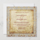 PixDezinesヴィンテージ+ロマンティックフローラダマスク 招待状 (裏面)