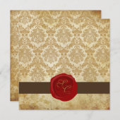 PixDezinesヴィンテージ+Piqueダマスク+ワックスシール 招待状 (正面/裏面)