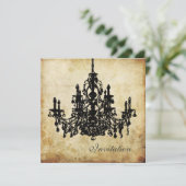 PixDezinesヴィンテージCHANDELIER /フェイク PARCHMENT 招待状 (スタンド正面)