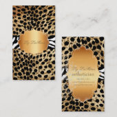 PixDezinesヴィンテージcheetah+zebra 名刺 (正面/裏面)